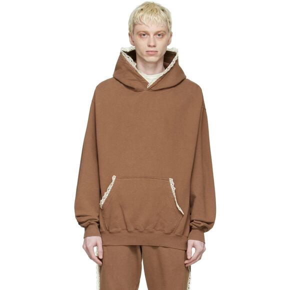 Tanner Fletcher Genderless Brown Lace Trim Pullover Hoodie & Jogger Set S $640 - Picture 3 of 16